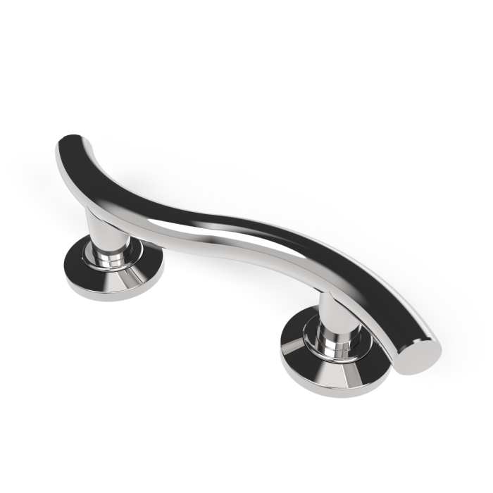 Fitzroy Of London Contemporary Curved Stainless Steel Grab Rail with Concealed Nylon Flange, 355mm Fitzroy Of London Contemporary Curved Stainless Steel Grab Rail with Concealed Nylon Flange, 355mm