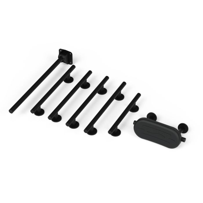 Fitzroy Of London Grab Rail Only Doc M Pack With Luxury Concealed Fixing Grab Rails And Back Rest - Matt Black | Commercial Washrooms