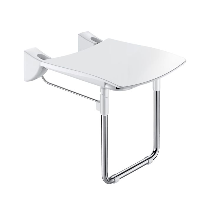 Delabie Wall Mounted Shower Seat with Leg - Stainless Steel