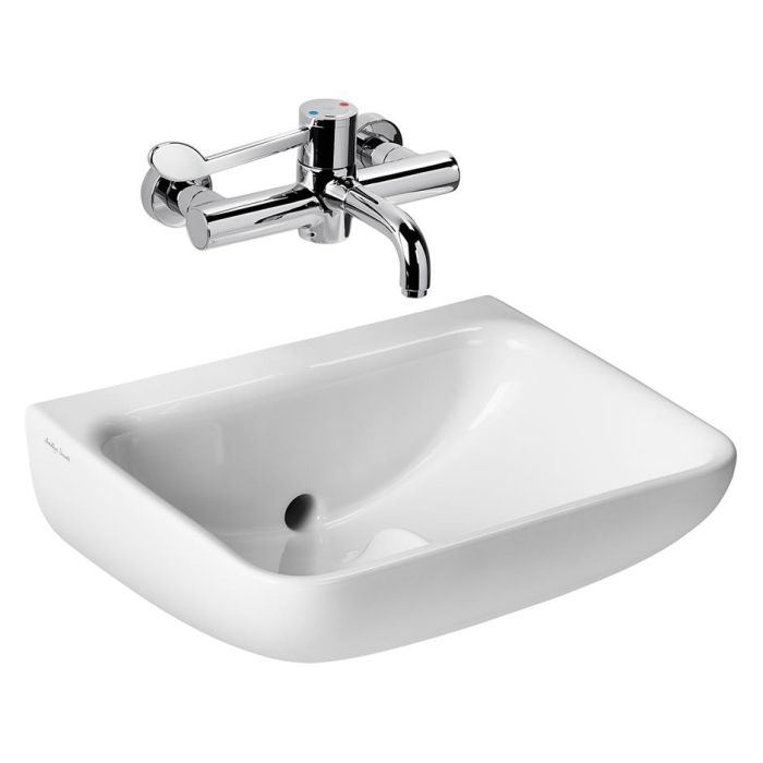 S0430(HY) Contour 21+ 50cm back outlet washbasin, no tapholes, anti-splash and anti-microbial glaze