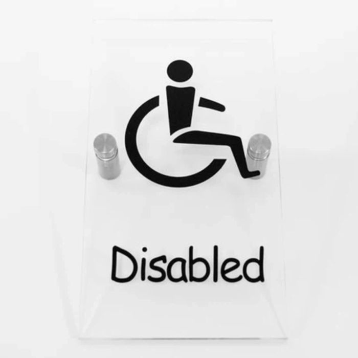 Disabled Toilet Sign - Clear Acrylic Disabled Toilet Sign - Clear Acrylic