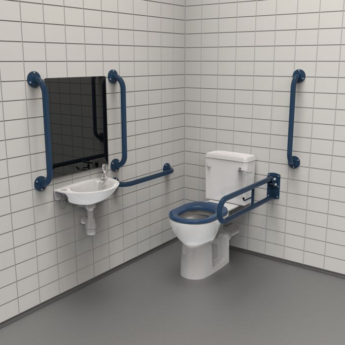 Fitzroy Of London Rimless Close Coupled Doc M Toilet Pack with Exposed Fixings - Dark Blue Fitzroy Of London Rimless Close Coupled Doc M Toilet Pack with Exposed Fixings - Dark Blue