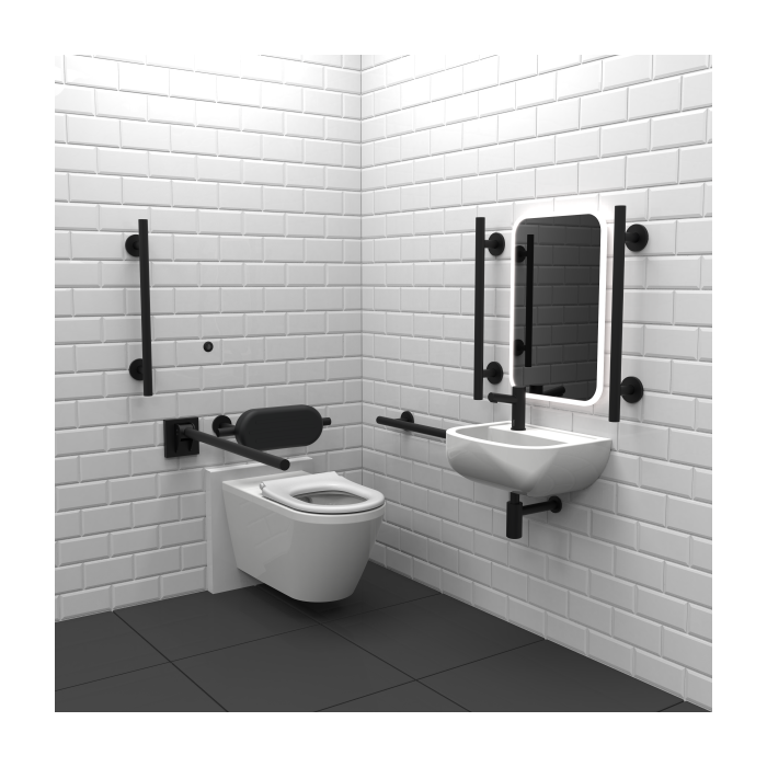 Fitzroy Of London Infrared Premium Rimless Luxury Wall Hung Doc M Toilet Pack - Left Handing, Matte Black | NymaSTYLE Fitzroy Of London Infrared Premium Rimless Luxury Wall Hung Doc M Toilet Pack - Left Handing, Matte Black | NymaSTYLE