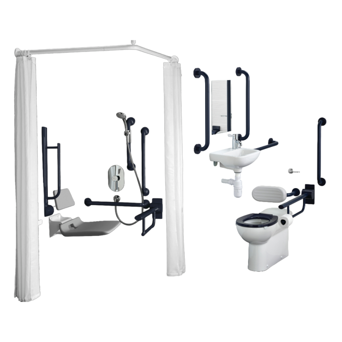 Ideal Standard Contour 21 Back To Wall Doc M Toilet and Doc M Shower Room Pack | Blue Ideal Standard Contour 21 Back To Wall Doc M Toilet and Doc M Shower Room Pack | Blue