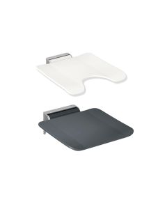Hewi System 900 Satin Stainless Steel Hinge White Folding Shower Seat 450mm