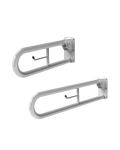 Fitzroy Of London (formerly known as NYMAS Group) Trombone Lift and Lock Steel Hinged Support Rail With Toilet Roll Holder - 800mm, White