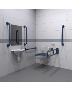 Fitzroy Of London Wall Hung Doc M Toilet Pack with Concealed Grab Rail Fixings | Dark Blue