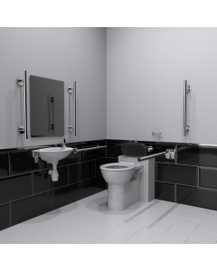 Back-to-wall Doc M Compliant Toilet Pack with Luxury Stainless Steel Polished Grab Rails