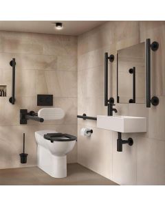 Right Hand Ideal Standard Contour 21+ Back-To-Wall Doc M Pack With Black Grab Rails & Accessories (S1246(XG))