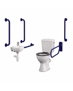 Armitage Shanks Monaco2 Doc-M Close Coupled Toilet Pack with Thermostatic Valve and Blue Grab Rails, S7076LI