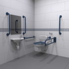 Fitzroy Of London Wall Hung Doc M Toilet Pack with Concealed Grab Rail Fixings | Dark Blue