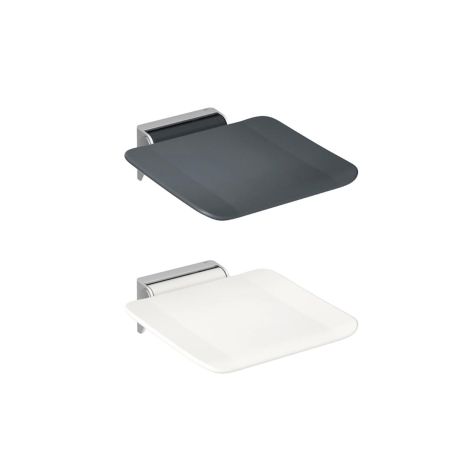 Hewi System 900 Satin Stainless Steel Hinge 350mm Folding Shower Seat | White or Anthracite Finish