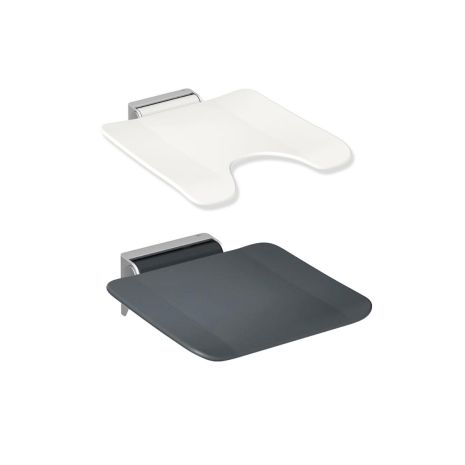 Hewi System 900 Satin Stainless Steel Hinge White Folding Shower Seat 450mm