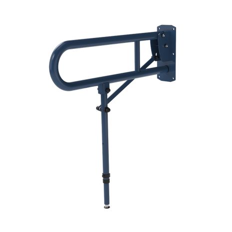 Fitzroy Of London Stainless Steel Hinged Lift And Lock Support Rail with Leg - Dark Blue, 650mm | Commercial Washrooms