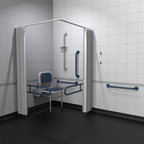 Fitzroy Of London Grab Rail Only Doc M Shower Pack with Concealed Fixings - Dark Blue | Commercial Washrooms