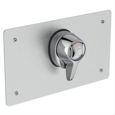 Brushed steel shower valve with single lever and temperature indicator