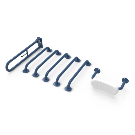 Grab Rail Only Doc M Toilet Pack with Steel Exposed Fixings and Back Rest - Fitzroy Of London
