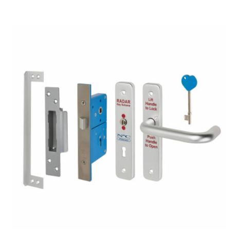 RADAR Disabled Toilet Door Lockset - Satin Aluminium
