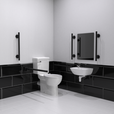 Fitzroy Of London Premium Rimless Close Coupled Doc M Disabled Toilet Pack - Lockable Cistern Lid