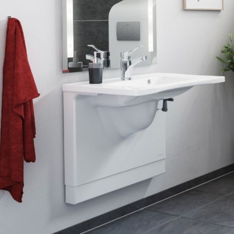 Pressalit Manual Height Adjustable Basin Bracket and Wash Basin Pack | Commercial Washrooms
