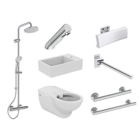 Ideal Standard Contour 21 Wall Hung Doc M Toilet and Doc M Shower Room Pack