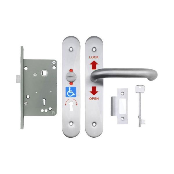 RADAR Disabled Door Lockset In Polished Aluminium for Disabled Washrooms